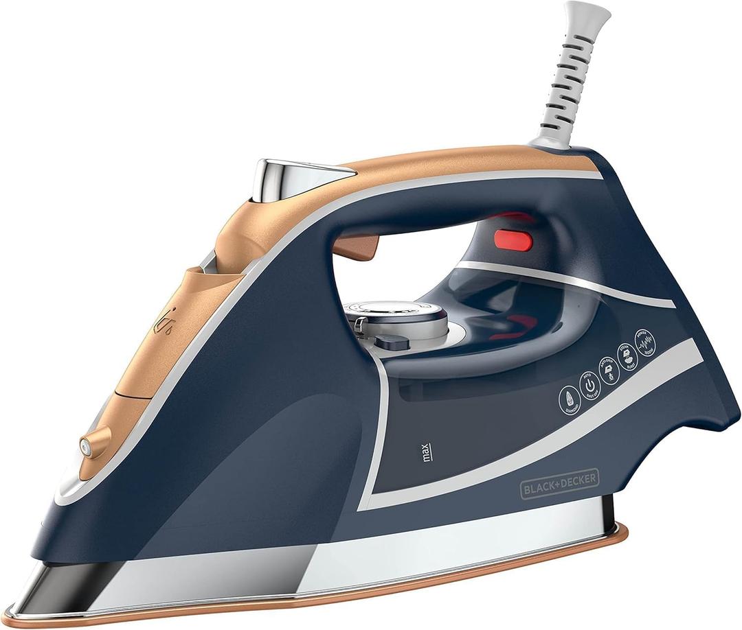 Black+Decker Elite Pro-Series Steam Iron, 6 Settings 1700 Watt, Navy (X-Large, Blue/Gold)