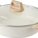 CAROTE Nonstick Stock Pot with Lid Soup Pot, 4 Quart with Lid, Casserole Super Easy to Clean Non Stick Cooking Pot Cookware PFOA Free, White Granite