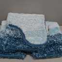 OLANLY Bathroom Rugs Sets 3 Piece, Soft Absorbent Microfiber Bath Mats and U-Shaped Contour Toilet Rug, Plush Shaggy Bath Mat Set for Bathroom (30"x20"+24"x16"+24"x20", Peacock Blue)