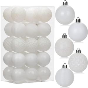 30PCS 2" Christmas Ball Ornaments Shatterproof Pearl White Christmas Tree Decorations Xmas Tree Balls Halloween Ornaments Dcor