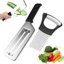 Stainless Steel Cabbage Shredder, Multifunctional Vegetable Cutter with Onion Slicer Stainless Steel Double-layer Slicer Shraded Knife for Fruit Salad Sauerkraut Vegetables(COLOR:black)