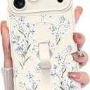 KANGHAR Compatible with iPhone 17 Pro Max Case, Support for MagSafe, Silicone Cute Pattern Floral Flower Design, Wristband Kickstand Shockproof Soft Bumper Protective Cover for Girls Women, White