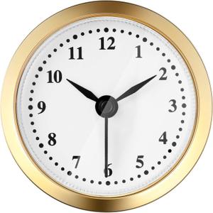 Hicarer 2.4 Inch (61 mm) Quartz Clock Battery Fit-up Insert with Arabic Numeral, Quartz Movement (Gold Rim)