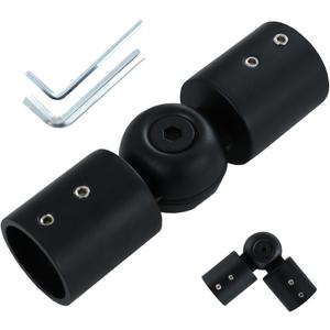 3/4" Window Corner Curtain Rod Connector 1 pcs Black, Adjustable Curtains Pole Hinged Elbow Rods Extender for Bay Window Curtain Rods or Corner Drapery Blinds Rods