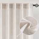 MIULEE White Linen Curtains 96 Inch Long for Bedroom Living Room, Soft Thick Linen Textured Window Drapes Semi Sheer Light Filtering Rod Pocket Back Tab Burlap Look Farmhouse Decor, 2 Panels