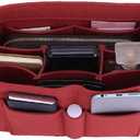 ZTUJO Purse Organizer Insert, Felt Bag Organizer For Handbag, 13 Colors, 6 Sizes (Slender Medium, Red)