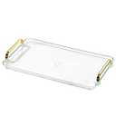 Waltsun Acrylic Serving Tray with Handles Ottoman Countertop Decorative Tray Serving Tray Spill-Proof Tray for Coffee Table Living Room Bedroom 16 x 9 x 0.8 inches - (Transparent Color)