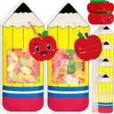 36PCS Back to School Goodie Bags Gifts Bulk: Students Teachers Party Favors, Plastic Candy Snack Pencil Treat Bag with Card, Teacher Appreciation Week, First Day of Classroom Welcome Decorations