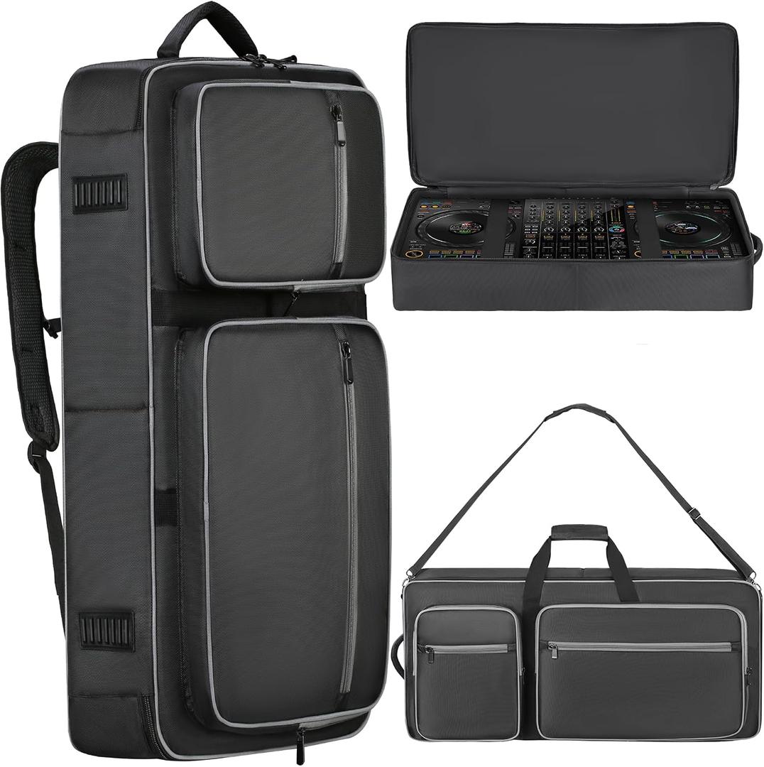 DJ Controller Bag Compatible with DDJ FLX10 / 1000 / REV7 / REV5 / SC LIVE 4, DJ Soft Case Gig Bag with Multi-pocket for DJ Controller & Accessories (Medium)