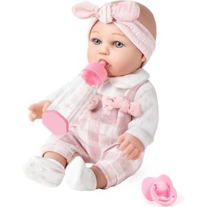 12'' Baby Doll and Clothes Accessories Playset with Feeding Bottle Pacifier First Baby Dolls for Toddlers 36 Months and Up