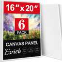 ESRICH Canvases for Painting 16x20 Inch, 6 Pack Canvas Boards for Painting Cotton Primed Acid Free Large Blank Canvas Panels for Oil Paint, Watercolor, Acrylic Paint, Gouache and Tempera. (16*20in 6pack)