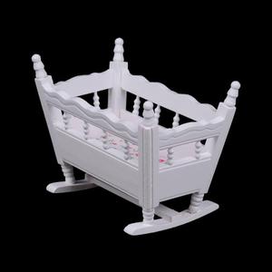1:12 mini Miniature Wooden Crib Cradle Bed for Bad Room DIY Scene Small House Home Furniture Craft Model Figurine Building