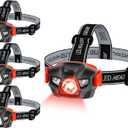 KunHe 4 Pack Red Light LED Headlamps Flashlights Headlight Bright Head Lamp for Adults Night Vision Explore and Outdoor Camping Running Hiking Fishing