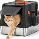 Stainless Steel Litter Box with Lid, XL Enclosed Cat Litter Box