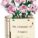 Wooden Vase for Lego Flowers - Book-Shaped Vase for Lego Flower Bouquet Building Set-Book Lovers Gifts for Women Teacher - Home Decoration for Bookshelf