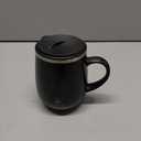 Ideus 16 oz (470 ml) Insulated Coffee Mug with Handle and Lid, Double Wall Stainless Steel Vacuum Thermal Coffee Mug, Travel Coffee Cup Thermal Cup for Home and Office, Leopard Black