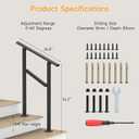 Hand Rails for Outdoor Steps, 2-5 Steps Wrought Iron Handrails for Outdoor Steps, Stair Railing for Porch, Home, Garden, Indoor, Staircase Handrails for Wooden, Cement, Brick, Marble (2 Steps)