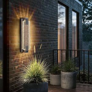 Dusk to Dawn Outdoor Light with Crystal Bubble Glass,19.7 Inches LED Porch Lights Outdoor Waterproof Modern Outside Sconce Wall Mount for Doorway Hallway Porch Patio Yard Doorway Bronze