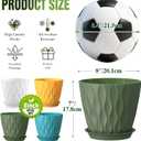 8 Inch Wave Plant Pots with Drainage Holes & Saucers, 4 Pack Modern Textured Medium Planters for Indoor Outdoor Plants, Decorative Flower Pots Repotting Set for Flowers, Herbs (Multicolor)