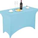 FORLIFE 6Pack Spandex Table Covers 6ft，Fitted Tablecloth for 6ft Rectangular Tables, Stretch Patio Table Covers, Universal Spandex Table Cover for Wedding, Banquet, Party 