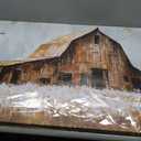 YLLTIEM Farmhouse Barn Wall Art 24x48 Inch, Rustic Country Canvas Print, Large Blue Brown Landscape Artwork, Vintage Rural Picture Decor for Living Room Bedroom Office