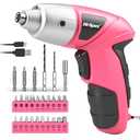 Hi-Spec Electric Screwdriver 27pc 3.6V Pink USB Small Power Screwdriver Set. Cordless & Rechargeable with Driver Bit Set