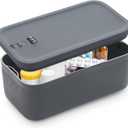 Lockable Storage Box, Small Lock Box with Combination Code for Phone/Medicine Safe/Food Home/Refrigerator/Office/Personal Items/Travel/Gift,9.25 x 5.04 x 3.62 (Gray)