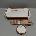 Crossbody Purse for Women Small Crossbody Bags Trendy Vegan Leather with Adjustable Shoulder Straps Gift for Mother Wife Mom (Beige With Brown Minimalism Upgrade)