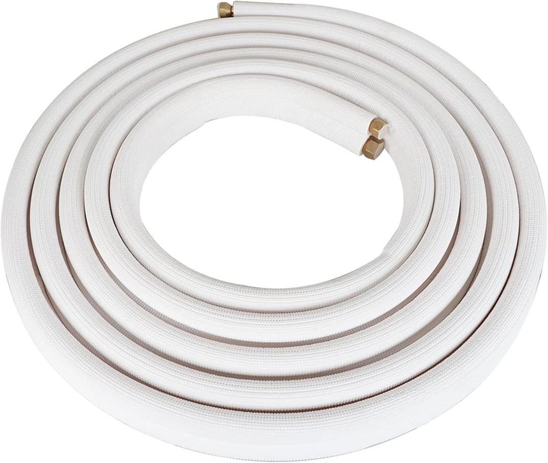 25FT Air Conditioning Tubing Hose Extension 3/8 and 5/8 Inch Insulated Copper Hoses Fit for Mini Split Air Conditioner
