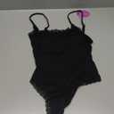 Avidlove Women Square Neck Lace Bodysuit Sleeveless Spaghetti Strap Tank Top Body Suits (X-Small, Black)