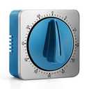 Kitchen Timers for Cooking, Chef Cooking Timer Clock with Loud Alarm,100% Mechanical Desk Timer - No Batteries Required -Magnetic Back, Exquisite Stainless Steel Body -Countdown Reminder Magnetic-Blue