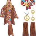 Spooktacular Creations Plus Size Halloween Costumes Woman 2024, Women Hippie Costume Set, 70s Outfits Hippie Attire (3X-Large)