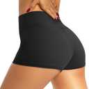 QGGQDD Workout Biker Shorts for Women - 3" High Waisted Tummy Control Spandex Booty Shorts for Gym Yoga Volleyball (Small-Medium, Black)