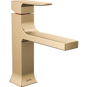 Delta Velum Brushed Gold Bathroom Faucet 1 Hole, Single Hole Bathroom Sink Faucet for Vanity, Metal Push-Pop Drain Assembly, Champagne Bronze 537-CZMPU-DST