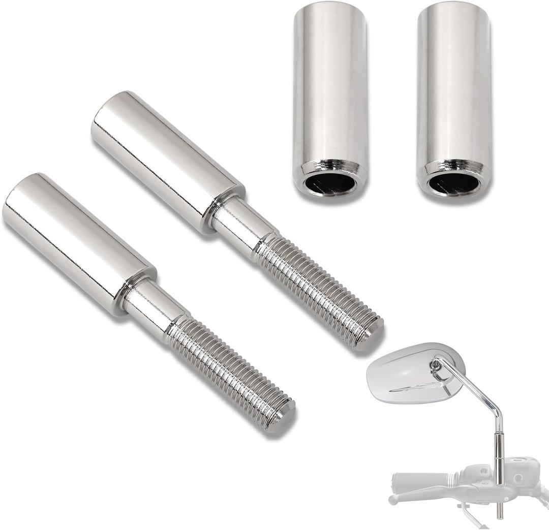 FOVPLUE 2" Rearview Mirror Stem Extension Adapter Kit for Harley all models,for Sportster Touring Softail Dyna,5/16-24 Fine Thread,Chrome