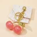 2 x 1 Pcs Pink Cherry Bag Charm,Pink Cherry Keychain,Resin & Alloy Cherries Purse Charms for Women,Cute Cherrys Charm for Purse, Gifts Accessory for Birthday Christmas