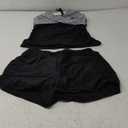 Women Tankini Swimsuits with Shorts - Two Piece Tummy Control Bathing Suits Top with Two Pockets Bottom Swimwear (Medium, Black Stripe)