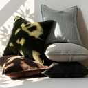 Corduroy Throw Pillow Covers 18x18 Set of 2 Boho Decorative Pillow Covers for Couch, Sofa, Bed Soft Square Cushion Covers for Living Room Decor (No Insert) Dark Gray