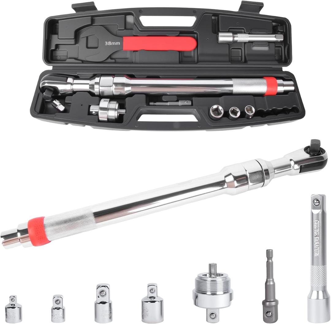 1/2 Offset Extension Wrench Set - Electric Ratchet Wrench & Drill Adapter, One Key Switch for Tightening & Loosening, Includes Storage Case for Automobile Repair & Furniture Assembly