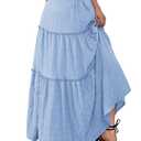 PRETTYGARDEN Women's Tiered Maxi Skirt Summer Spring Fashion High Waisted Long Flowy Casual Boho Beach Vacation Clothes XXL 