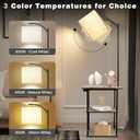 PESRAE Floor Lamp with Table, End Table with Charging Station(USB & Type-C & AC Port), 3 Color Temperatures 9W LED Bulb, Modern Shelves Side Table for Office, Living Room (Vintage Grey)
