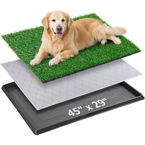 Dog Grass Pad with Tray, 4529 Large Dog Litter Boxes with Artificial Grass, Reusable Washable Pee Pads for Dogs, Indoor Outdoor Pet Toilet Puppy Training Potty for Balcony (45"x29"3 Layer Potty System))