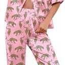 Ekouaer Silk Satin Pajamas Set Women Short Sleeve Pj Sets Button Down Sleepwear 2 Piece Soft Loungewear, S