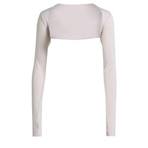Women's Long Sleeve Shrug Cardigan Open Front Cardigan Short Vest Sun Protection Arm Sleeves, Beige, Size Large