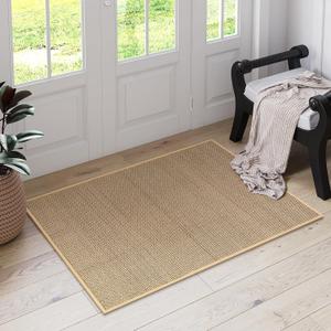 Lahome Farmhouse Kitchen Entryway Rug, 2x3 Door Mat Indoor Entrance Washable Small Bathroom Rugs for Bedroom Non Slip Neutral Indoor Floor Carpet for Front Door Porch, Beige