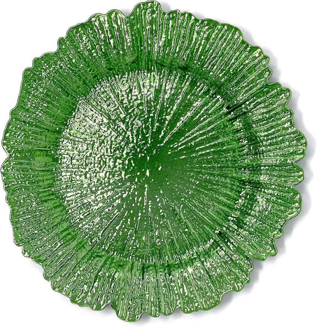 allgala 13-Inch 6-Pack Heavy Quality Plastic Round Charger Plates-Reef Green-HD80335