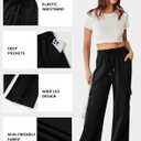 Aleumdr Women's Cargo Sweatpants Fleece High Waisted Wide Leg Pants Athletic Casual Baggy Sweat Pants with Pockets (XX-Large, Black)