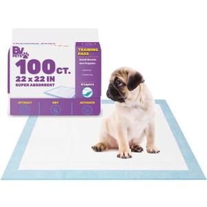 BV Puppy Pads Leak-Proof 100 Count 22"x 22" - Absorbent Pee Pads for Dogs with 6-Layer Design, Rapid Dry Sheet & Built-in Attractant - Dog Pad with Odor Control, Perfect for Puppies & Senior Dogs