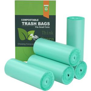 200 Counts AYOTEE Mini Trash Bags,1.2 Gallon Small Compostable Trash Bags,Strong Unscented Compost Bags, Fit 4.5-5 Liter Trash Can,1-1.5 Gallon