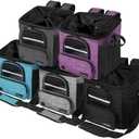 PetAmi Dog Bike Basket, Soft-Sided Ventilated Dog Bike Carrier Backpack, Pet Bicycle Basket for Bike Handlebar, Small Medium Puppy Cat Kitten Car Booster Seat with Safety Strap, Max 18 lbs, Purple